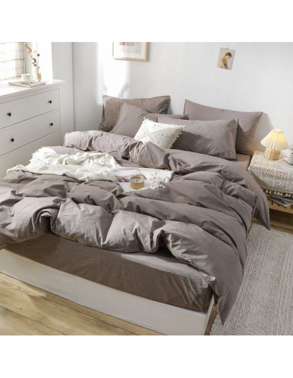 All cotton washed cotton four piece set simple cotton checked quilt cover bedspread sets supplied directly by the manufacturer for wholesale
