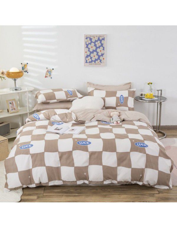 Wholesale fashion household goods Aloe cotton 4-piece bed sheet, brushed cross-border home textile 3-piece set, issued on behalf