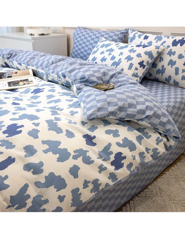 New 40 Thread Count Thickened Cotton Four Piece Single Twin Student Dormitory Bedding Sheet All Cotton Three Piece Bedding