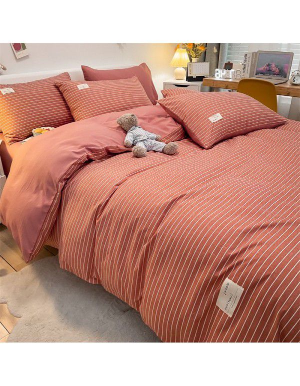 Manufacturer wholesale four piece sets of washable cotton bed sheets, quilt sets, single bed products, student dormitory bed sheets, three piece sets