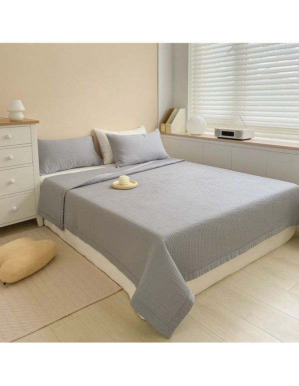 Korean bear embroidery cotton bed cover three piece quilted bed sheet four seasons quilting cover blanket tamins
