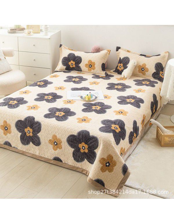 New Milk Pile Bed Cover Three piece Student Dormitory Mattress Blanket Multi functional Non slip Cushion Right Angle Tatami