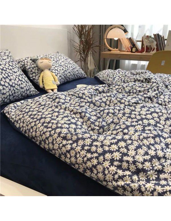 Ins Simple Nordic Gentleman Men's Grey Duvet Cover Four Piece Bedding Set Student Dormitory Bed Sheet Three Piece Set