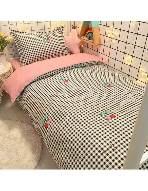 Factory Wholesale Student Dormitory 3-piece set, single cotton 4-piece set, cotton quilt cover, simple bed sheet, one for distribution