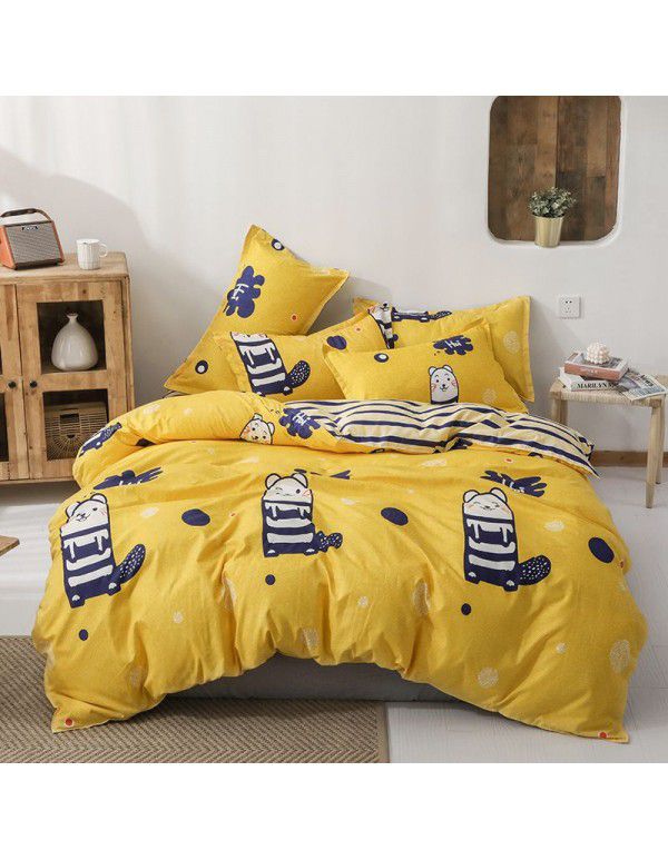 Wholesale thickened and brushed four piece sets of student dormitory three piece sets of spring, autumn and winter single sheets, quilt covers and bedding