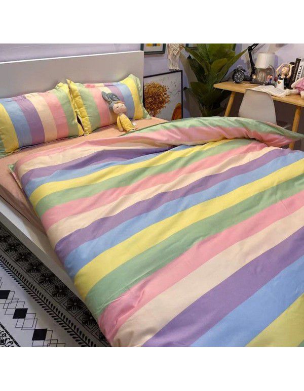Ins Simple Nordic Gentleman Men's Grey Duvet Cover Four Piece Bedding Set Student Dormitory Bed Sheet Three Piece Set