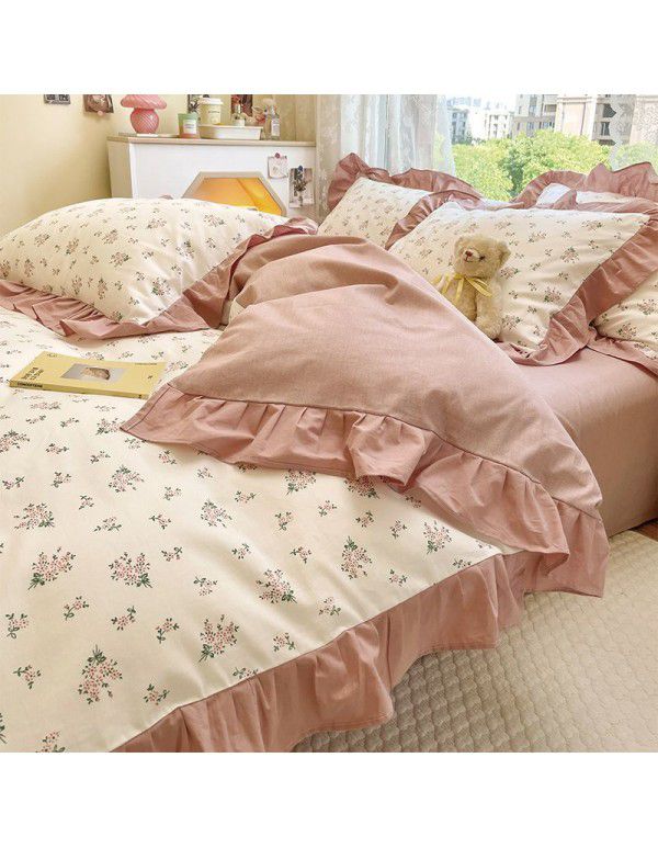 Wholesale of all cotton 60 thread cotton four piece bed sheets Nantong Xinjiang cotton bed sheet and quilt cover three piece student dormitory