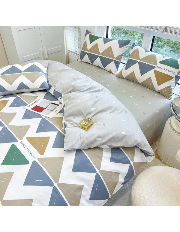 New 40 Thread Count Thickened Cotton Four Piece Single Twin Student Dormitory Bedding Sheet All Cotton Three Piece Bedding
