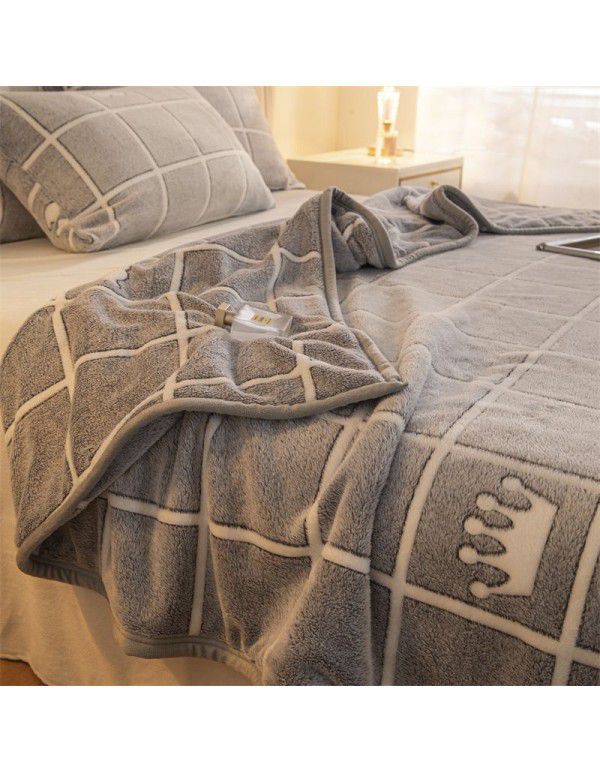 Winter thickened plush bed sheet single piece milk crystal coral flannel flannel quilt sheet cover cushion dual-use