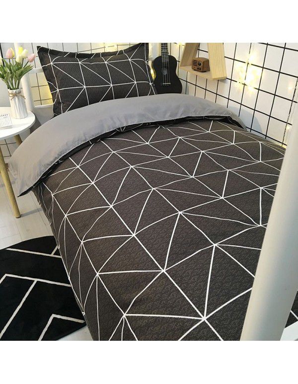 Factory Wholesale Student Dormitory 3-piece set, single cotton 4-piece set, cotton quilt cover, simple bed sheet, one for distribution