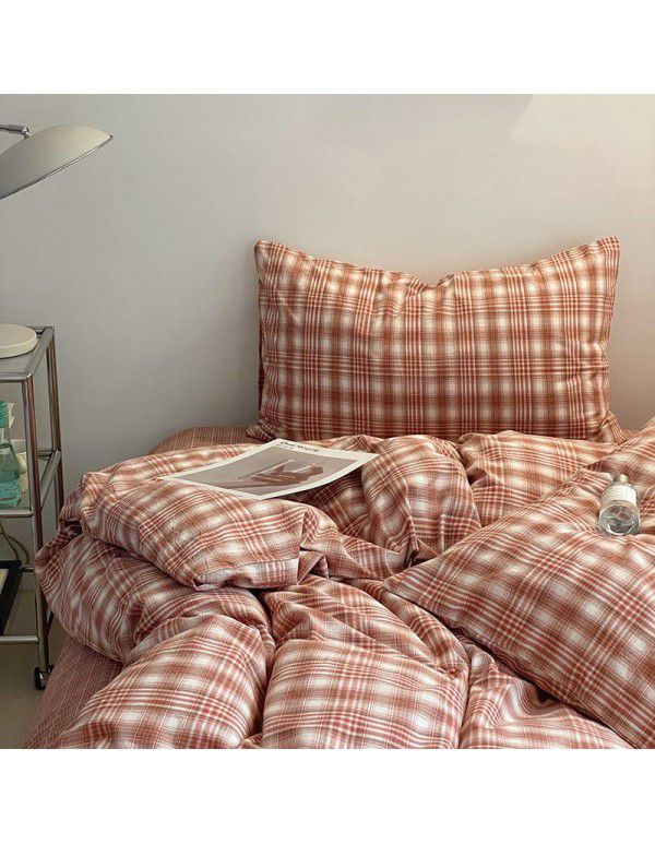 Wuji Class A pure cotton four piece single double bed household quilt cover sheet 100% cotton washable cotton fine fitted sheet set