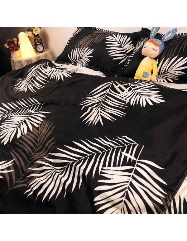 Ins Simple Nordic Gentleman Men's Grey Duvet Cover Four Piece Bedding Set Student Dormitory Bed Sheet Three Piece Set