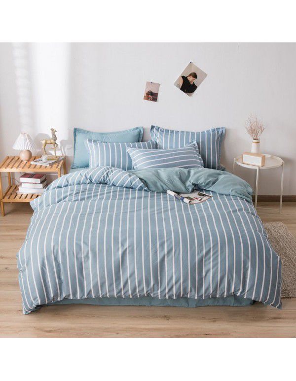 Thickened brushed four piece set single student dormitory three piece set simple bed sheet quilt cover gift bedding wholesale