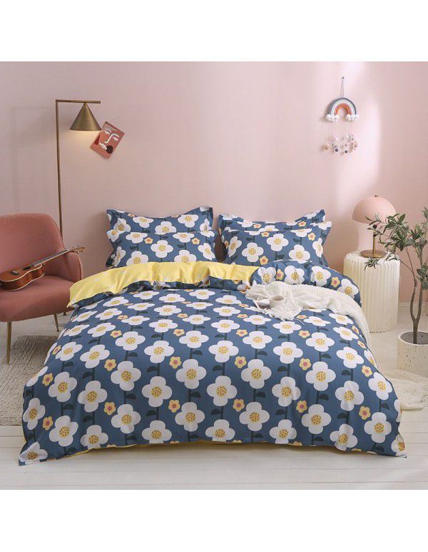 Thickened brushed four piece set single student dormitory three piece set simple bed sheet quilt cover gift bedding wholesale