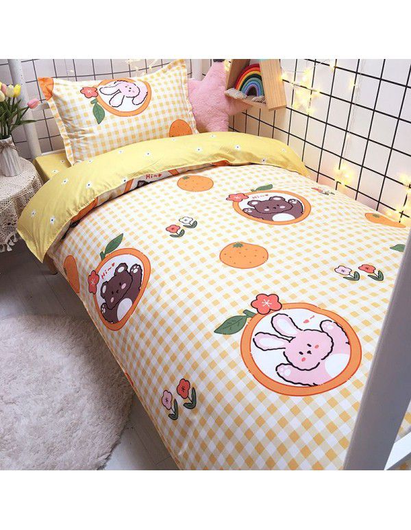 Factory Wholesale Student Dormitory 3-piece set, single cotton 4-piece set, cotton quilt cover, simple bed sheet, one for distribution
