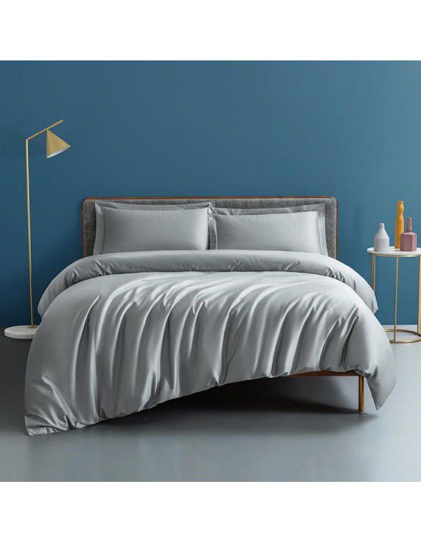 One piece of 100 thread satin pure cotton four piece set of all cotton sheet plain color fitted sheet pony cotton quilt cover