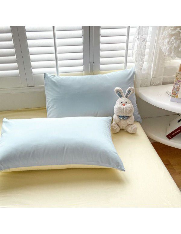 Ins style simple bedding cream style kit nude sleeping water washing cotton sheet quilt cover student dormitory four piece set
