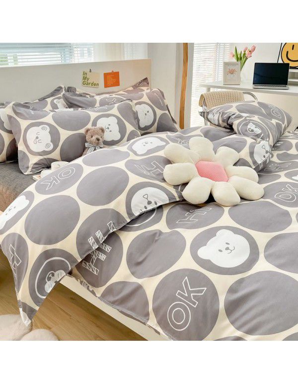 Thickened brushed four piece set single student dormitory three piece set simple bed sheet quilt cover gift bedding wholesale