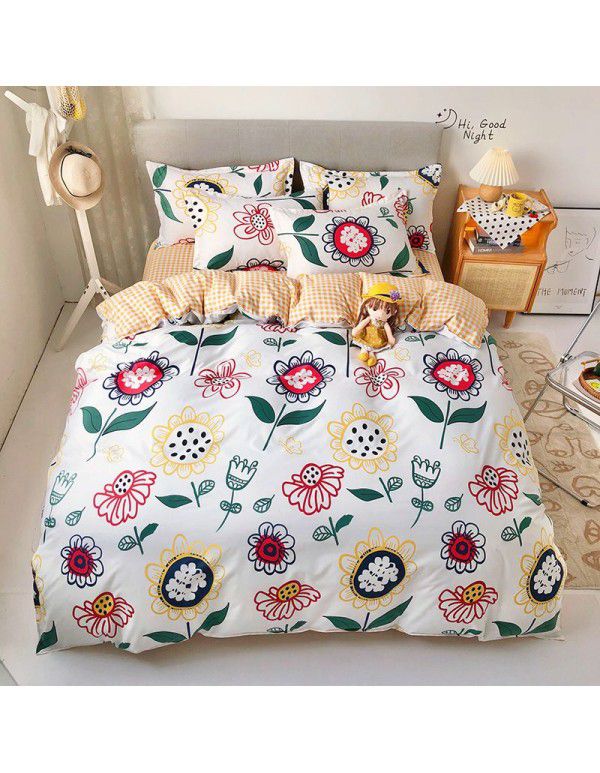Wholesale thickened and brushed four piece sets of student dormitory three piece sets of spring, autumn and winter single sheets, quilt covers and bedding