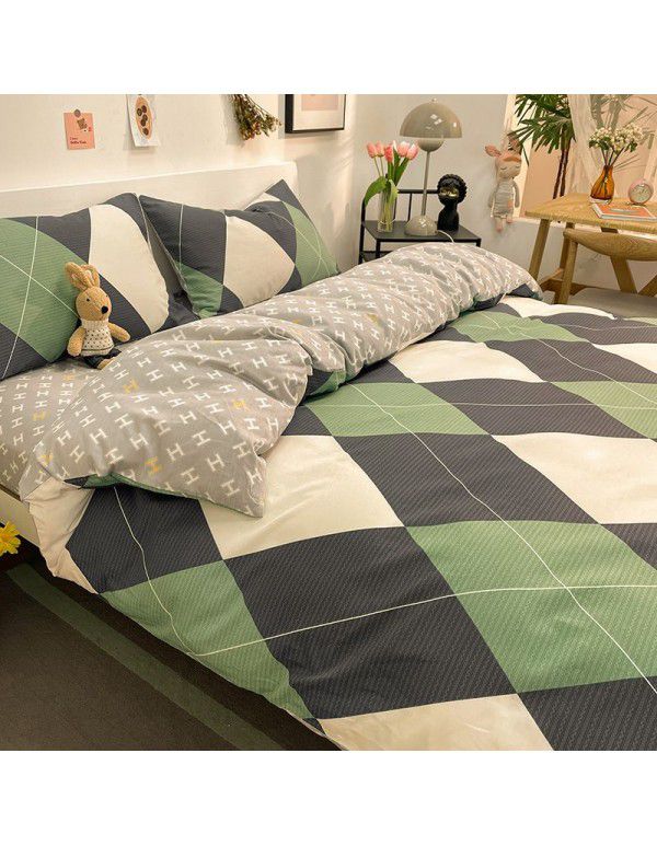 New 40 Thread Count Thickened Cotton Four Piece Single Twin Student Dormitory Bedding Sheet All Cotton Three Piece Bedding