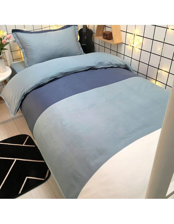 Factory Wholesale Student Dormitory 3-piece set, single cotton 4-piece set, cotton quilt cover, simple bed sheet, one for distribution