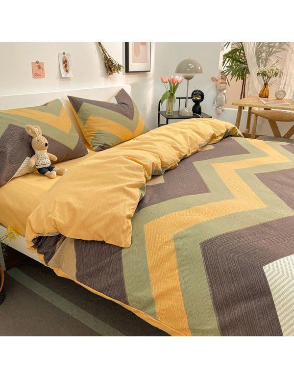 New 40 Thread Count Thickened Cotton Four Piece Single Twin Student Dormitory Bedding Sheet All Cotton Three Piece Bedding