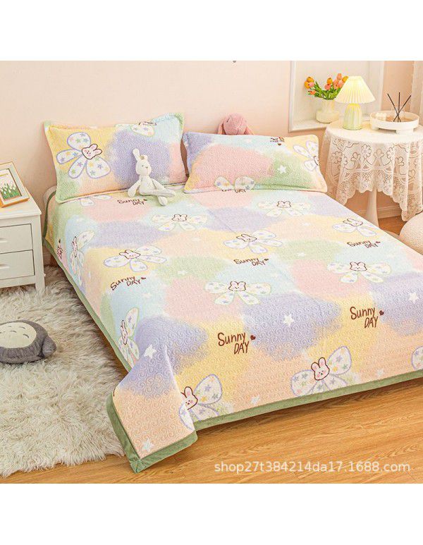 New Milk Pile Bed Cover Three piece Student Dormitory Mattress Blanket Multi functional Non slip Cushion Right Angle Tatami
