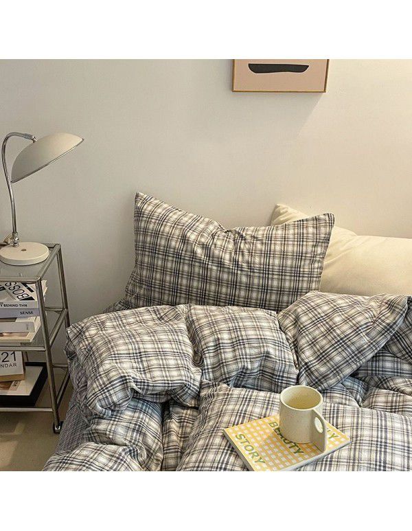 Wuji Class A pure cotton four piece single double bed household quilt cover sheet 100% cotton washable cotton fine fitted sheet set