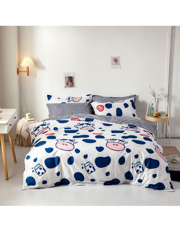 Wholesale fashion household goods Aloe cotton 4-piece bed sheet, brushed cross-border home textile 3-piece set, issued on behalf