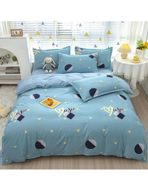 Wholesale thickened cotton matted four piece set spring and autumn cotton bed sheets and quilts, one piece of bedding