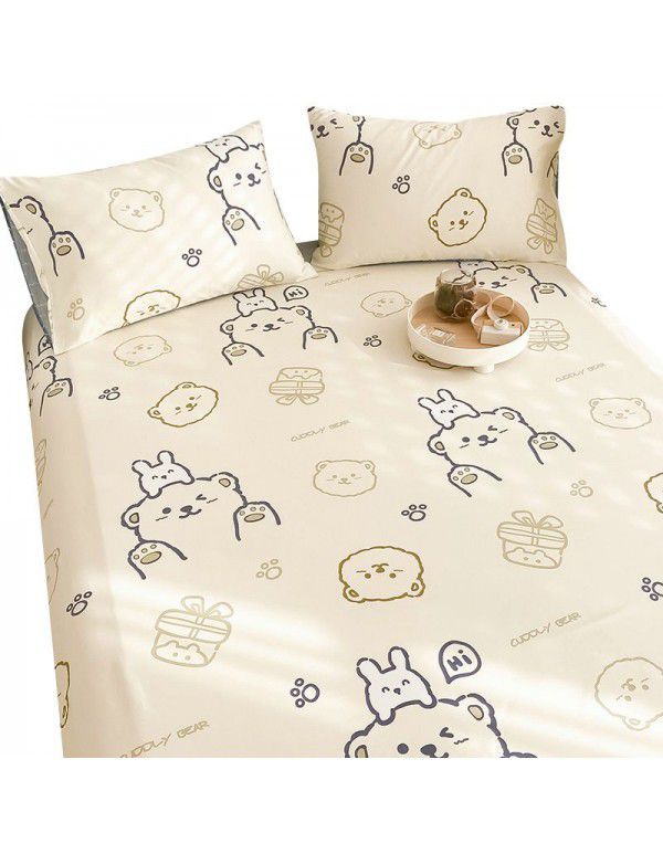100% Cotton Fitted Sheet One Piece 100% Cotton Bedcover Children's Mattress Cover Simmons Protective Cover All Inclusive Non slip Sheet Set