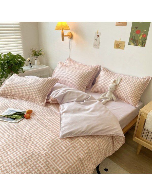 Spring and autumn bed four piece set summer sheet quilt cover Nordic quilt cover student dormitory bed three piece single bed