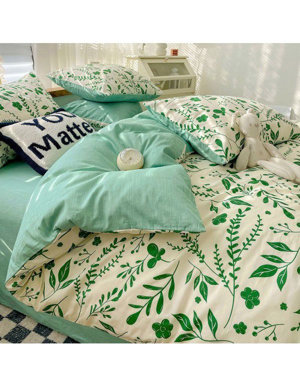 Ins wind small fresh cotton four piece cotton three piece bed sheet