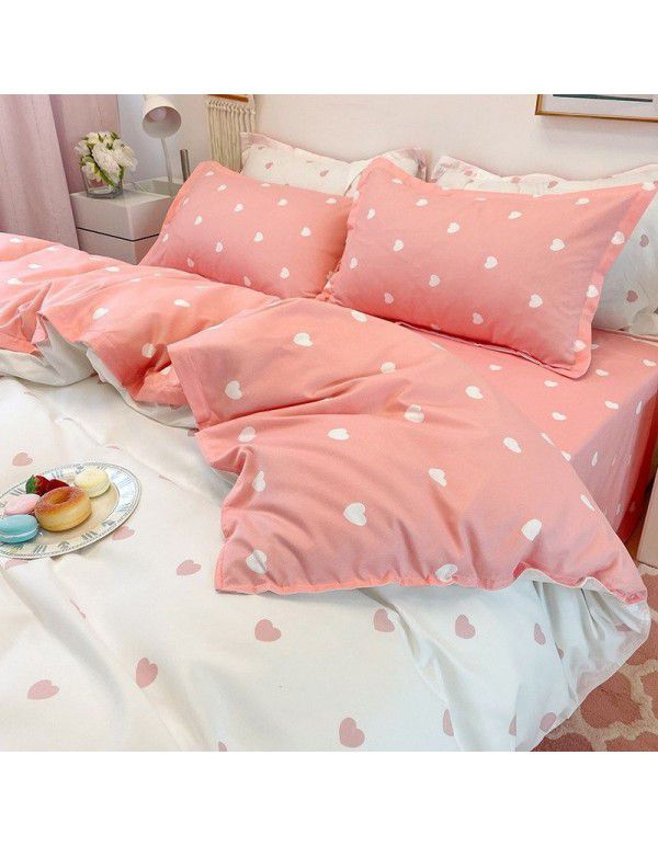 Spring and autumn bed four piece set summer sheet quilt cover Nordic quilt cover student dormitory bed three piece single bed