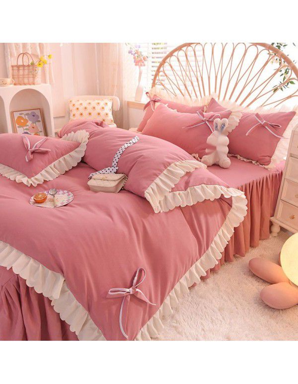 Wedding red four piece set, newly married light luxury bed sheet, quilt cover, net red wedding bedding, spring and autumn style