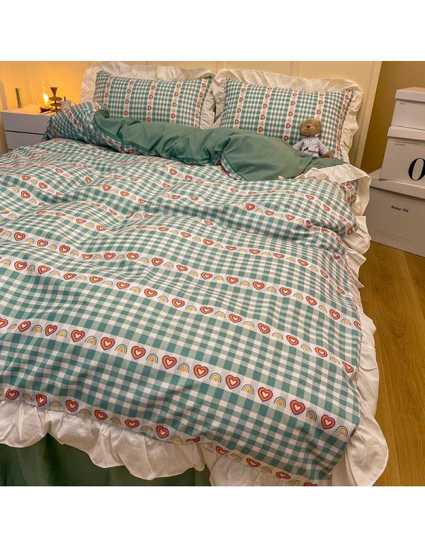 The manufacturer directly sells Korean lace 4-piece set of 60 Australian cotton bed sheets in small wind and fresh quilt cover gifts for sale