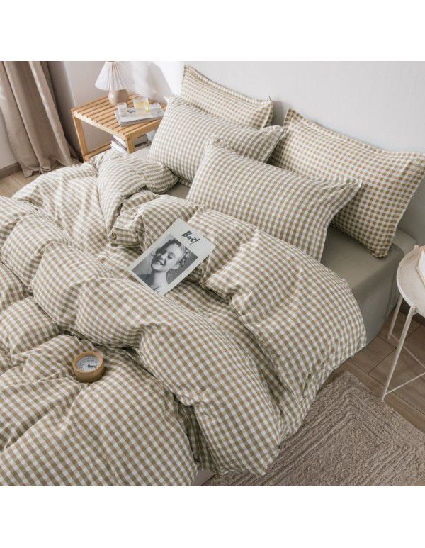 Korean version brushed single quilt cover single quilt quilt cover student dormitory washable cotton bed sheet women's four piece quilt cover