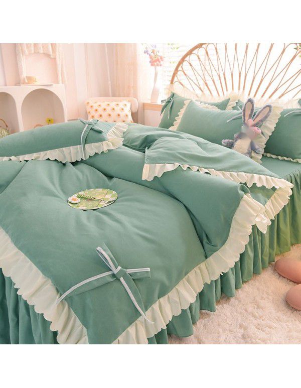Wedding red four piece set, newly married light luxury bed sheet, quilt cover, net red wedding bedding, spring and autumn style