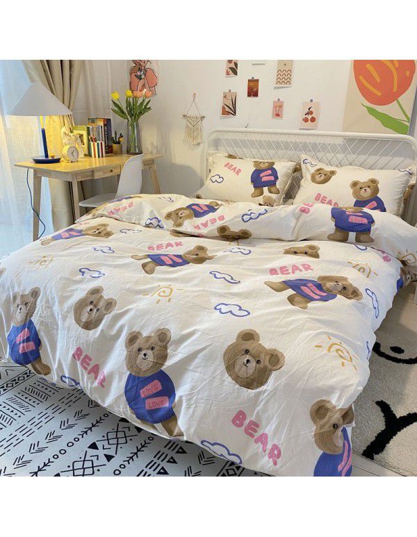 Cotton Quilt Cover Single piece Cotton Twill Checker Dormitory Student Single Bedding Sheet 1.5/1.8 m 2.0 Double Bedding Cover