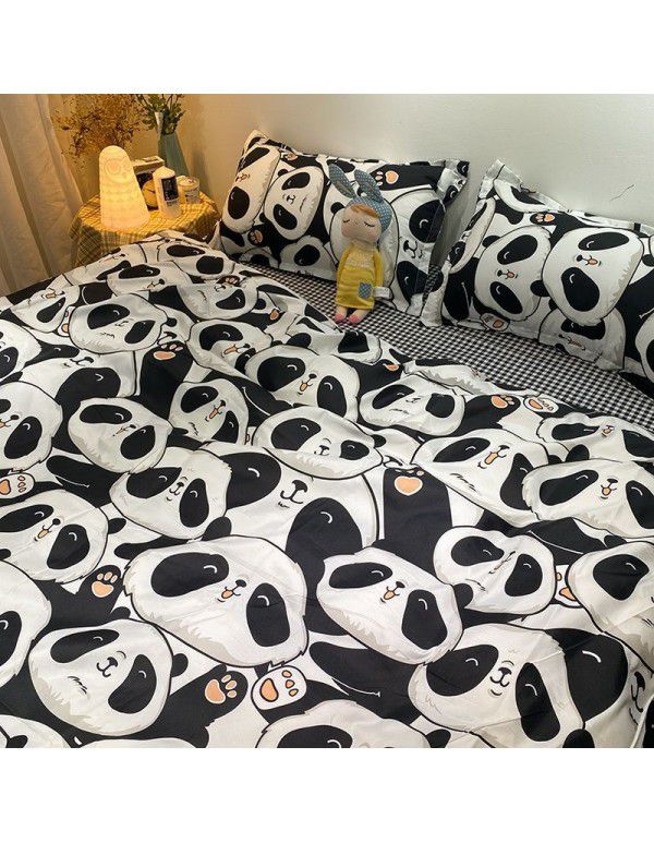 Nordic Style Simple Gentleman Men's Grey Duvet Cover Bedding Set of 4 Pieces Solid Color Sheet Grid Dormitory Set of 3 Pieces