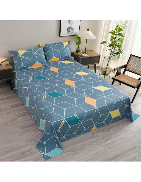 Wholesale of 100% cotton bed sheets in summer, 100% cotton single bed sheets for single dormitory, double household, foreign trade, bedding manufacturers
