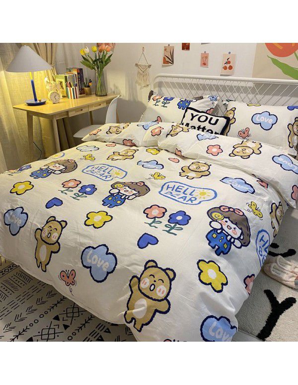 Cotton Quilt Cover Single piece Cotton Twill Checker Dormitory Student Single Bedding Sheet 1.5/1.8 m 2.0 Double Bedding Cover