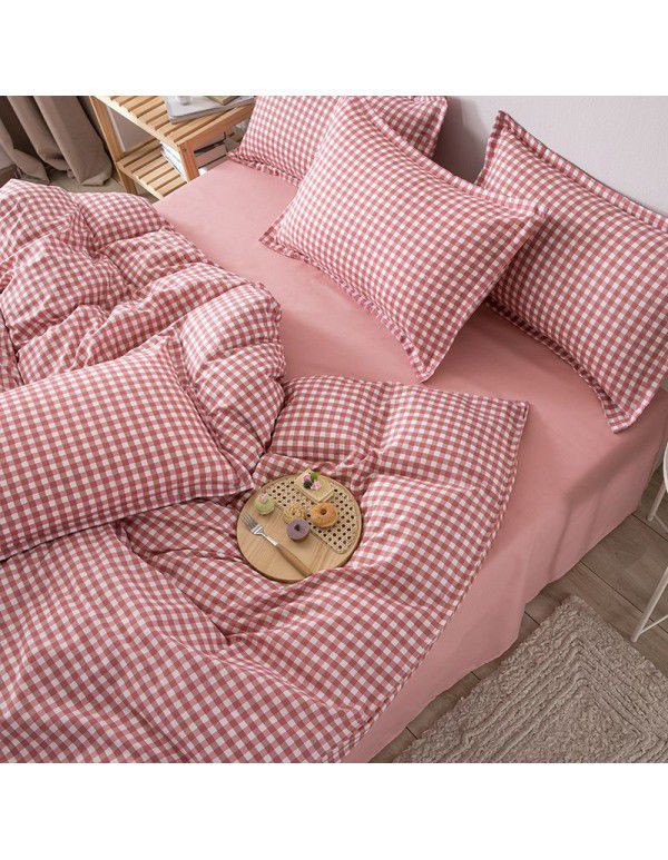 Korean version brushed single quilt cover single quilt quilt cover student dormitory washable cotton bed sheet women's four piece quilt cover