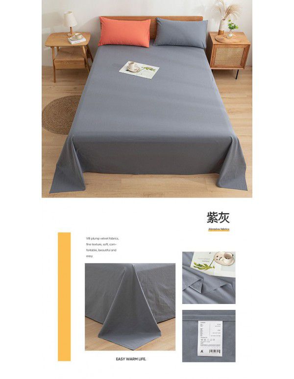 Japanese 100% cotton washable cotton bed sheet single piece summer cotton single dormitory quilt sheet plaid pillow case three piece set