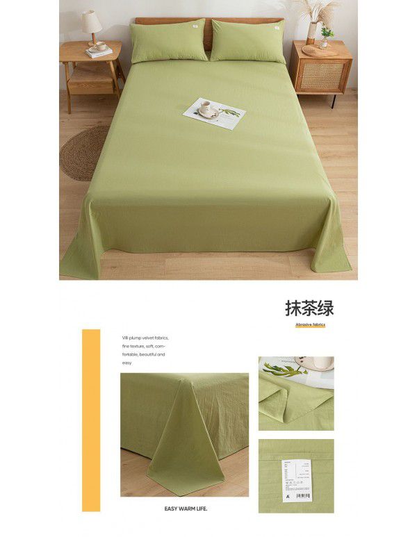 Japanese 100% cotton washable cotton bed sheet single piece summer cotton single dormitory quilt sheet plaid pillow case three piece set