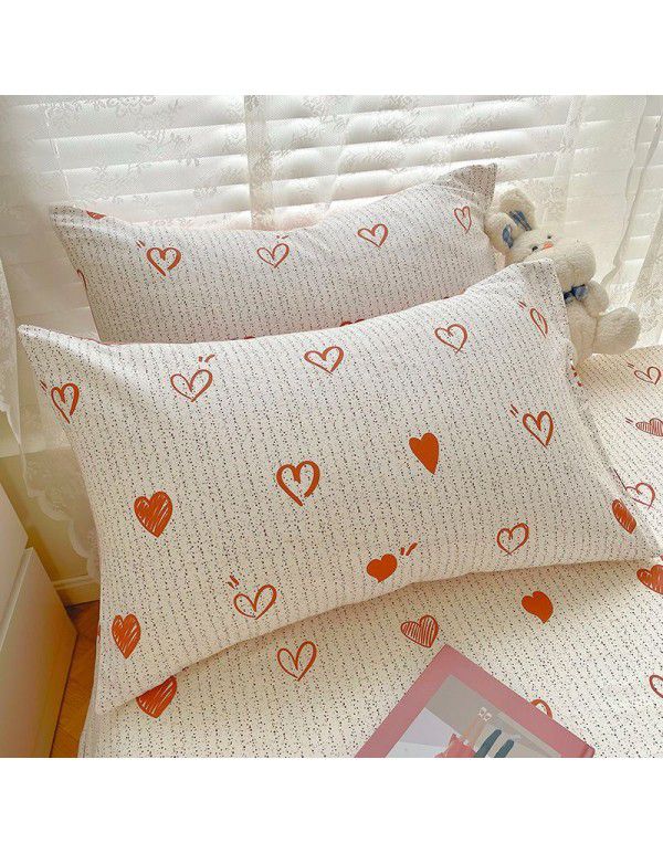 Small fresh cotton 120x200 fitted sheet cotton sheet pillowcase Simmons protective cover 150x200 enlarged bedspread