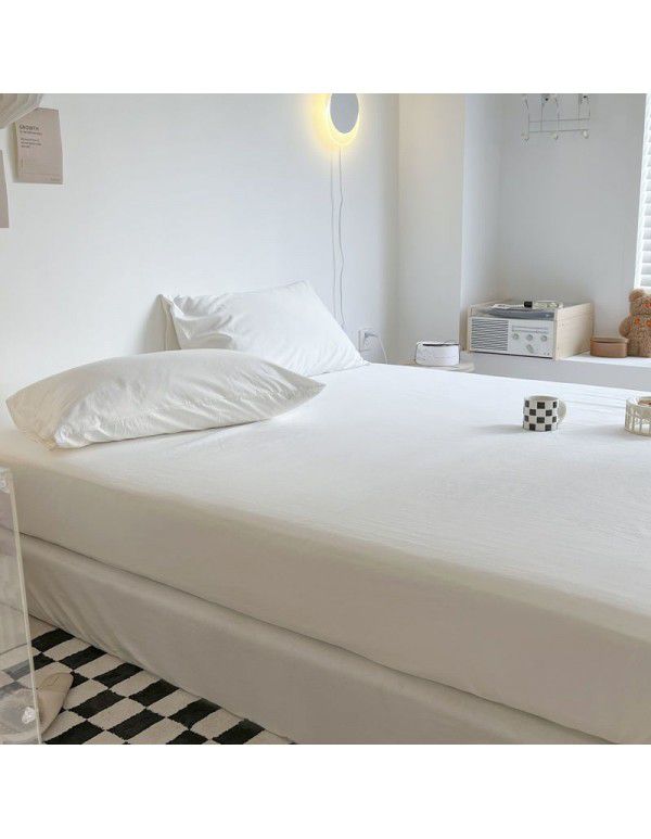 Bedspread fitted sheet cream cotton washing single piece non slip bed monochrome protective cover mattress dust cover sheet sheet direct sale by manufacturer