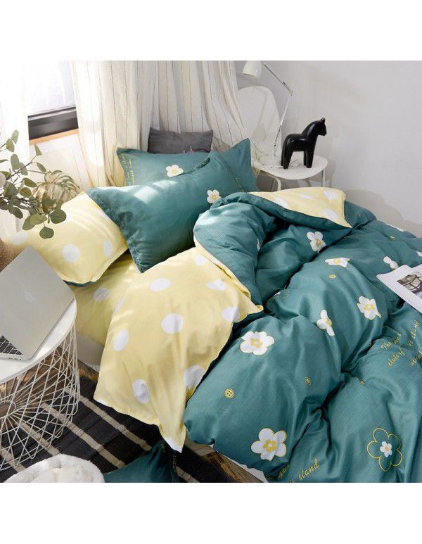 Wholesale thickened and brushed four piece sets of student dormitory three piece sets of spring, autumn and winter single sheets, quilt covers and bedding 