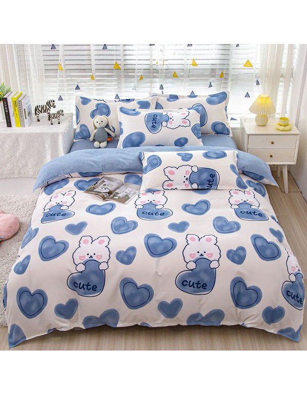 Wholesale thickened cotton matted four piece set spring and autumn cotton bed sheets and quilts, one piece of bedding