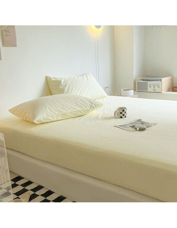 Bedspread fitted sheet cream cotton washing single piece non slip bed monochrome protective cover mattress dust cover sheet sheet direct sale by manufacturer